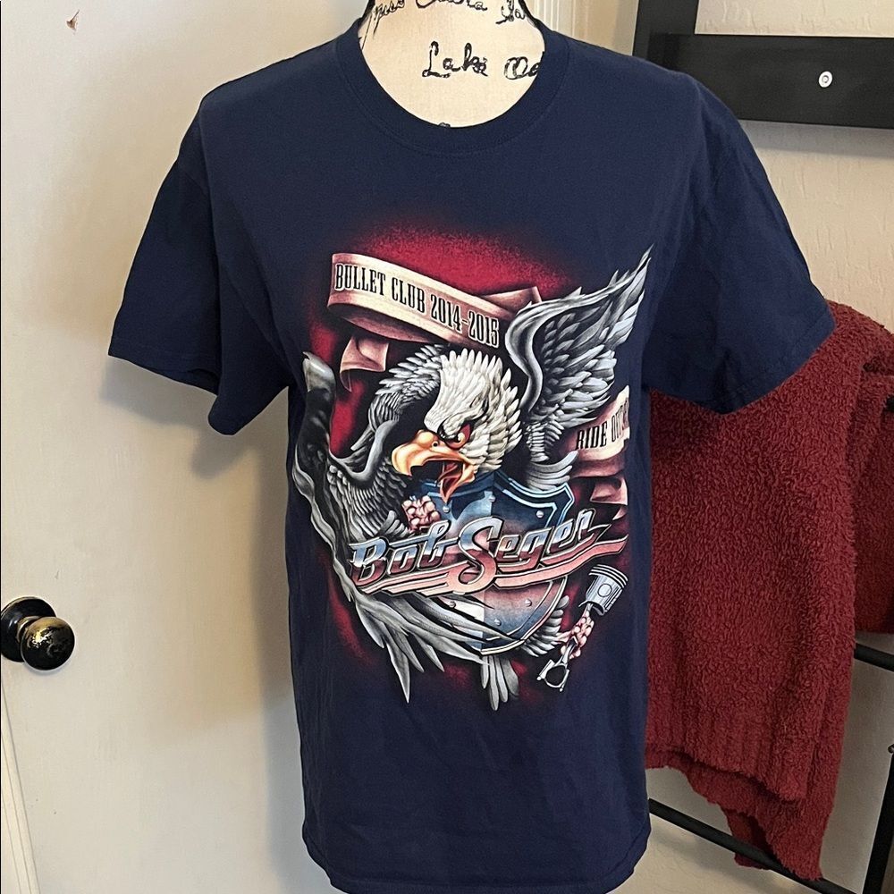 Bob Seger Music Blue Eagle Bullet 2014 2015 Graphic Short Sleeve T-Shirt Concert